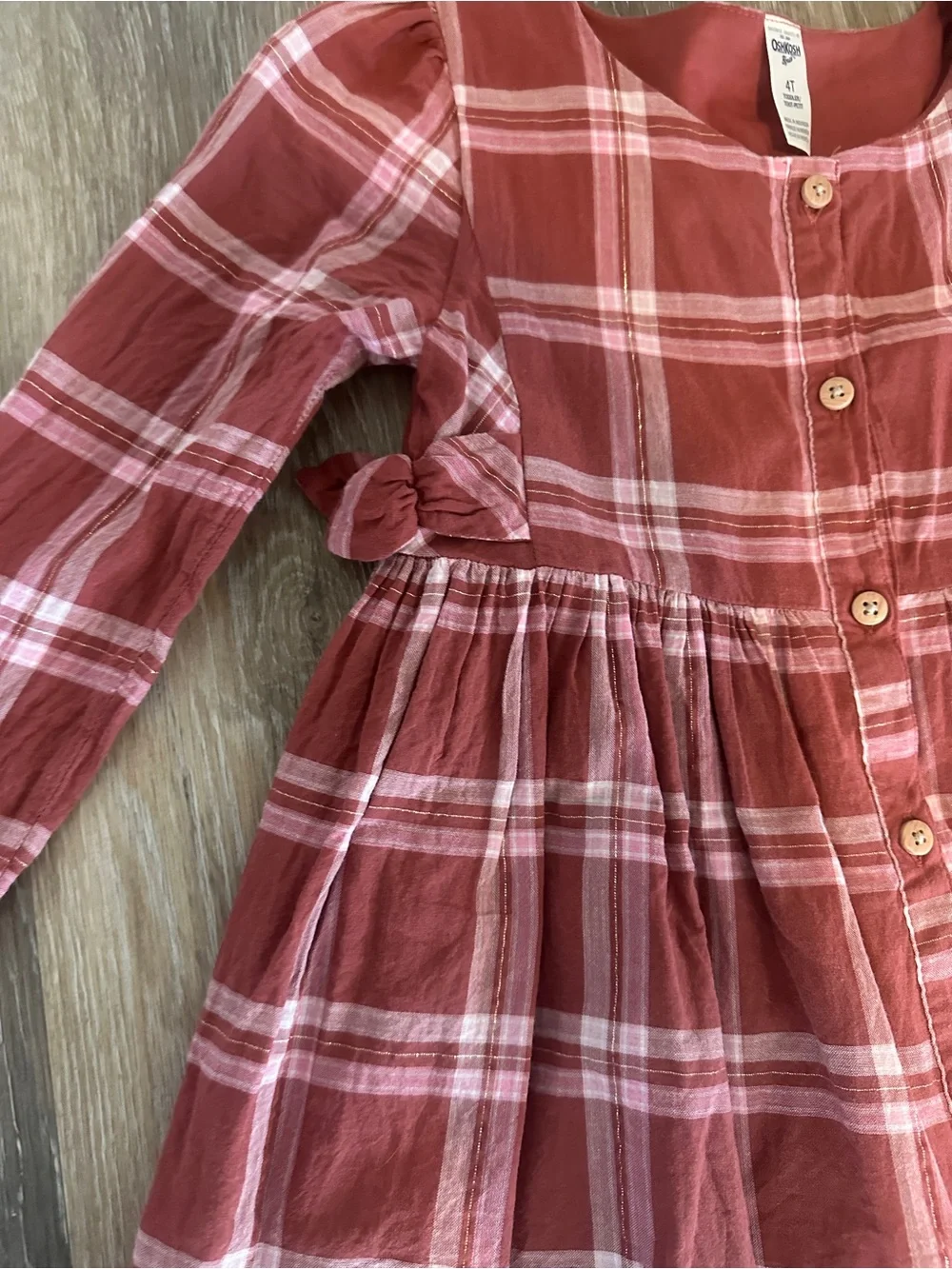 Oshkosh Girls Plaid Button-Front Dress